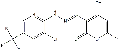 4-hydroxy-6-methyl-2-oxo-2H-pyran-3-carbaldehyde N-[3-chloro-5-(trifluoromethyl)-2-pyridinyl]hydrazone Structure