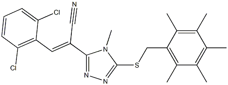 3-(2,6-dichlorophenyl)-2-{4-methyl-5-[(2,3,4,5,6-pentamethylbenzyl)thio]-4H-1,2,4-triazol-3-yl}acrylonitrile Structure