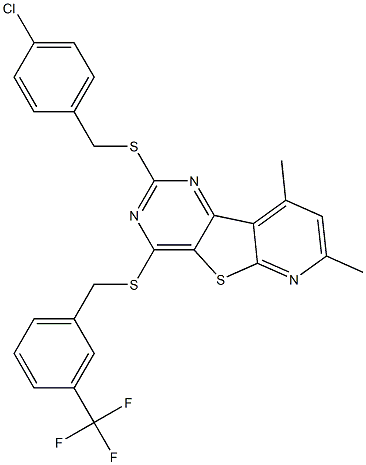 4-chlorobenzyl 7,9-dimethyl-4-{[3-(trifluoromethyl)benzyl]sulfanyl}pyrido[3',2':4,5]thieno[3,2-d]pyrimidin-2-yl sulfide