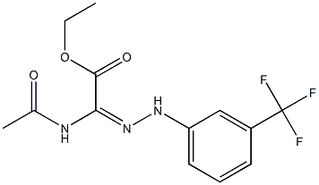 ethyl 2-(acetylamino)-2-{(E)-2-[3-(trifluoromethyl)phenyl]hydrazono}acetate 化学構造式