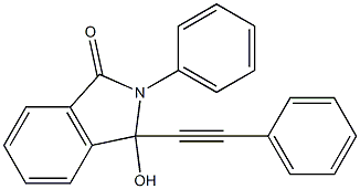 3-hydroxy-2-phenyl-3-(2-phenylethynyl)-1-isoindolinone 化学構造式