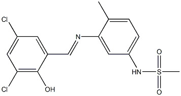 N-{3-[(3,5-dichloro-2-hydroxybenzylidene)amino]-4-methylphenyl}methanesulfonamide,,结构式