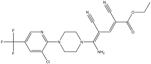 ethyl 5-amino-5-{4-[3-chloro-5-(trifluoromethyl)-2-pyridinyl]piperazino}-2,4-dicyano-2,4-pentadienoate Structure