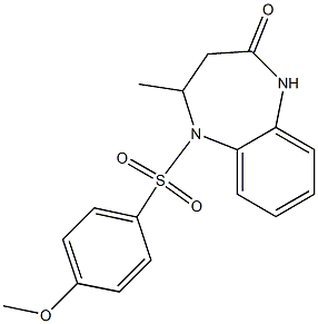 5-[(4-methoxyphenyl)sulfonyl]-4-methyl-1,3,4,5-tetrahydro-2H-1,5-benzodiazepin-2-one Struktur