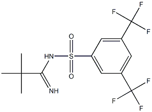 N1-(2,2-dimethylpropanimidoyl)-3,5-di(trifluoromethyl)benzene-1-sulfonamide 结构式