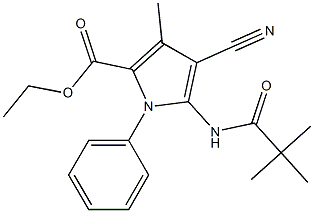 ethyl 4-cyano-5-[(2,2-dimethylpropanoyl)amino]-3-methyl-1-phenyl-1H-pyrrole-2-carboxylate,,结构式