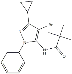 N1-(4-bromo-3-cyclopropyl-1-phenyl-1H-pyrazol-5-yl)-2,2-dimethylpropanamide 结构式