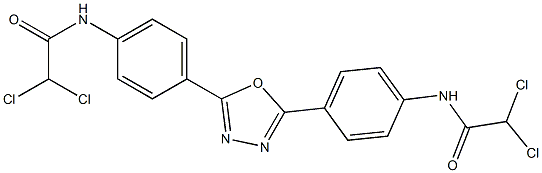 N1-[4-(5-{4-[(2,2-dichloroacetyl)amino]phenyl}-1,3,4-oxadiazol-2-yl)phenyl]-2,2-dichloroacetamide Struktur