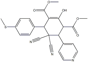 dimethyl 5,5-dicyano-2-hydroxy-6-[4-(methylsulfanyl)phenyl]-4-(4-pyridinyl)-1-cyclohexene-1,3-dicarboxylate,,结构式
