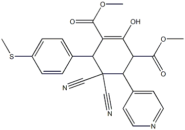 dimethyl 5,5-dicyano-2-hydroxy-6-[4-(methylsulfanyl)phenyl]-4-(4-pyridinyl)-1-cyclohexene-1,3-dicarboxylate 化学構造式