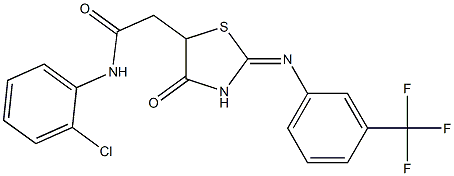 N1-(2-chlorophenyl)-2-(4-oxo-2-{[3-(trifluoromethyl)phenyl]imino}-1,3-thiaz olan-5-yl)acetamide Structure