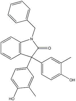 1-benzyl-3,3-di(4-hydroxy-3-methylphenyl)indolin-2-one Struktur