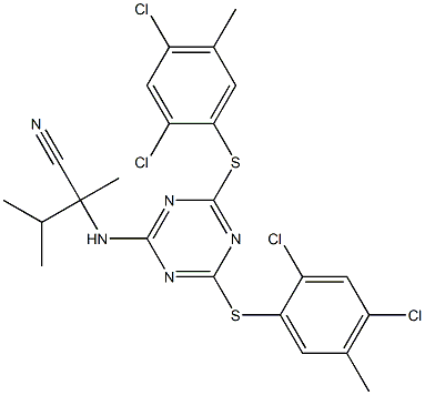 2-({4,6-di[(2,4-dichloro-5-methylphenyl)thio]-1,3,5-triazin-2-yl}amino)-2,3-dimethylbutanenitrile Struktur