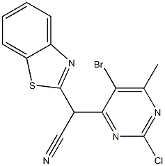 2-(1,3-benzothiazol-2-yl)-2-(5-bromo-2-chloro-6-methylpyrimidin-4-yl)acetonitrile Struktur