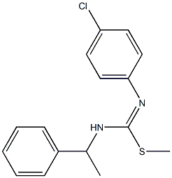 1-chloro-4-({(E)-(methylsulfanyl)[(1-phenylethyl)amino]methylidene}amino)benzene Structure