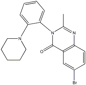 6-bromo-2-methyl-3-(2-piperidinophenyl)-3,4-dihydroquinazolin-4-one,,结构式