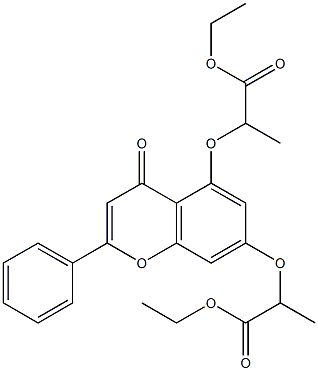 ethyl 2-{[5-(2-ethoxy-1-methyl-2-oxoethoxy)-4-oxo-2-phenyl-4H-chromen-7-yl]oxy}propanoate 化学構造式