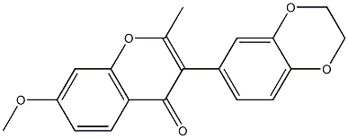 3-(2,3-dihydro-1,4-benzodioxin-6-yl)-7-methoxy-2-methyl-4H-chromen-4-one 化学構造式