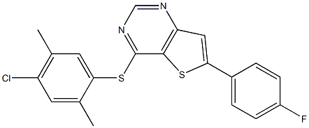 4-[(4-chloro-2,5-dimethylphenyl)thio]-6-(4-fluorophenyl)thieno[3,2-d]pyrimidine Structure