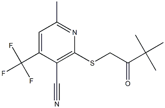 2-[(3,3-dimethyl-2-oxobutyl)sulfanyl]-6-methyl-4-(trifluoromethyl)nicotinonitrile 化学構造式