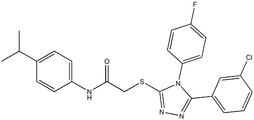 2-{[5-(3-chlorophenyl)-4-(4-fluorophenyl)-4H-1,2,4-triazol-3-yl]sulfanyl}-N-(4-isopropylphenyl)acetamide 化学構造式