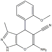 6-amino-4-(2-methoxyphenyl)-3-methyl-1,4-dihydropyrano[2,3-c]pyrazole-5-carbonitrile 结构式