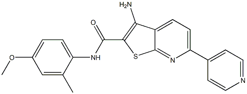 3-amino-N-(4-methoxy-2-methylphenyl)-6-(4-pyridinyl)thieno[2,3-b]pyridine-2-carboxamide 结构式