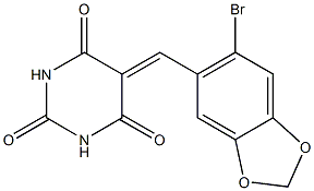 5-[(6-bromo-1,3-benzodioxol-5-yl)methylidene]hexahydropyrimidine-2,4,6-trione Structure