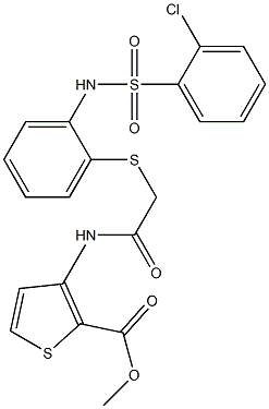 methyl 3-({2-[(2-{[(2-chlorophenyl)sulfonyl]amino}phenyl)sulfanyl]acetyl}amino)-2-thiophenecarboxylate Structure