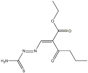 ethyl 3-[2-(aminocarbothioyl)diaz-1-enyl]-2-butyrylacrylate Struktur