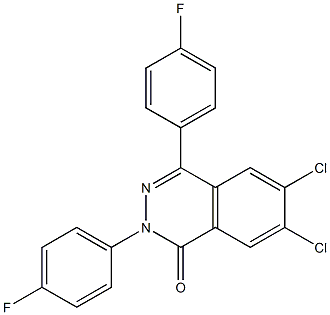 6,7-dichloro-2,4-bis(4-fluorophenyl)-1(2H)-phthalazinone 化学構造式