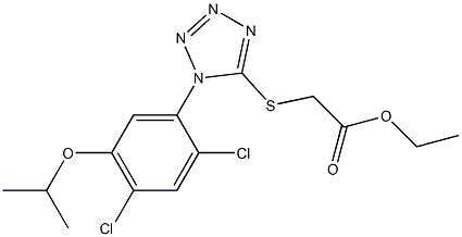 ethyl 2-{[1-(2,4-dichloro-5-isopropoxyphenyl)-1H-1,2,3,4-tetraazol-5-yl]sulfanyl}acetate Struktur