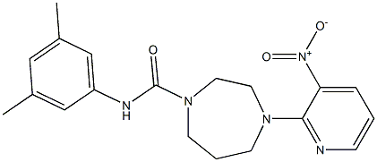 N1-(3,5-dimethylphenyl)-4-(3-nitro-2-pyridyl)-1,4-diazepane-1-carboxamide 化学構造式