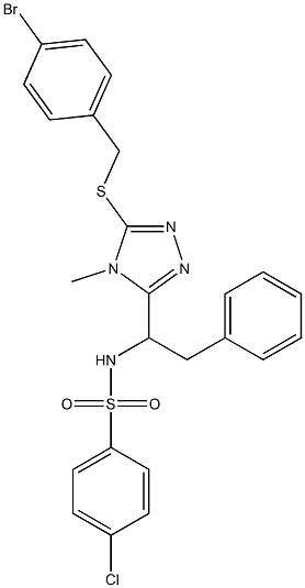 N-(1-{5-[(4-bromobenzyl)sulfanyl]-4-methyl-4H-1,2,4-triazol-3-yl}-2-phenylethyl)-4-chlorobenzenesulfonamide,,结构式