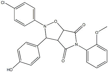 2-(4-chlorophenyl)-3-(4-hydroxyphenyl)-5-(2-methoxyphenyl)perhydropyrrolo[3,4-d]isoxazole-4,6-dione 化学構造式
