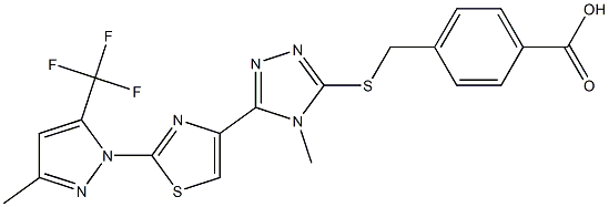 4-{[(4-methyl-5-{2-[3-methyl-5-(trifluoromethyl)-1H-pyrazol-1-yl]-1,3-thiazol-4-yl}-4H-1,2,4-triazol-3-yl)sulfanyl]methyl}benzenecarboxylic acid