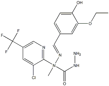 N''-[3-chloro-5-(trifluoromethyl)-2-pyridinyl]-N'''-[(E)-(3-ethoxy-4-hydroxyphenyl)methylidene]-N''-methylcarbonic dihydrazide,,结构式