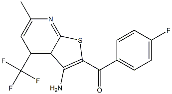 [3-amino-6-methyl-4-(trifluoromethyl)thieno[2,3-b]pyridin-2-yl](4-fluorophenyl)methanone Struktur