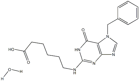 6-[(7-benzyl-6-oxo-6,7-dihydro-1H-purin-2-yl)amino]hexanoic acid monohydrate Structure