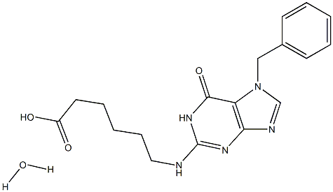 6-[(7-benzyl-6-oxo-6,7-dihydro-1H-purin-2-yl)amino]hexanoic acid monohydrate,,结构式