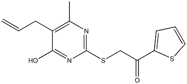 2-[(5-allyl-4-hydroxy-6-methylpyrimidin-2-yl)thio]-1-(2-thienyl)ethan-1-one 化学構造式