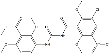 methyl 3-({[(3-chloro-2,6-dimethoxy-5-nitrobenzoyl)amino]carbonyl}amino)-2,6-dimethoxybenzoate 结构式