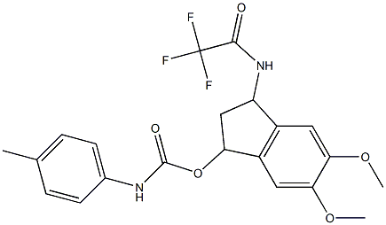 5,6-dimethoxy-3-[(2,2,2-trifluoroacetyl)amino]-2,3-dihydro-1H-inden-1-yl N-(4-methylphenyl)carbamate Structure