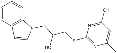 2-{[2-hydroxy-3-(1H-indol-1-yl)propyl]thio}-6-methylpyrimidin-4-ol 化学構造式