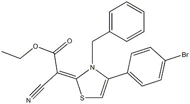 ethyl 2-[3-benzyl-4-(4-bromophenyl)-2,3-dihydro-1,3-thiazol-2-yliden]-2-cyanoacetate Structure