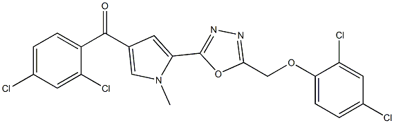 (5-{5-[(2,4-dichlorophenoxy)methyl]-1,3,4-oxadiazol-2-yl}-1-methyl-1H-pyrrol-3-yl)(2,4-dichlorophenyl)methanone Structure