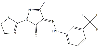 1-(4,5-dihydro-1,3-thiazol-2-yl)-3-methyl-1H-pyrazole-4,5-dione 4-{N-[3-(trifluoromethyl)phenyl]hydrazone} 结构式