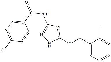 6-chloro-N-{5-[(2-methylbenzyl)sulfanyl]-1H-1,2,4-triazol-3-yl}nicotinamide 化学構造式
