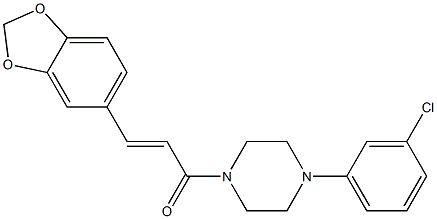  (E)-3-(1,3-benzodioxol-5-yl)-1-[4-(3-chlorophenyl)piperazino]-2-propen-1-one