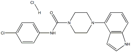 N-(4-chlorophenyl)-4-(1H-indol-4-yl)tetrahydropyrazine-1(2H)-carboxamide hydrochloride Struktur